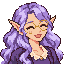 Odette, an elven woman with lilac hair and round glasses.